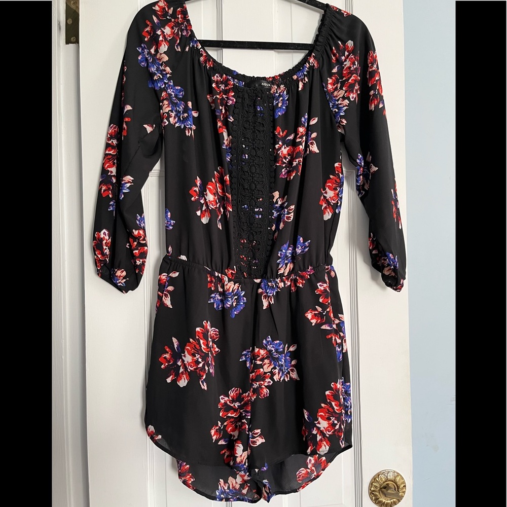 Aqua Floral Romper (Size M)